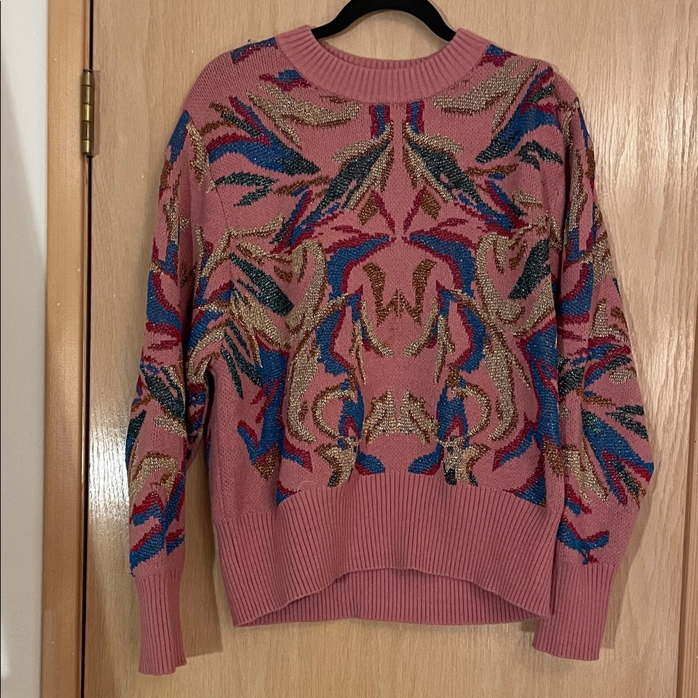 Sunoco Rose & Multicolored Lurex Sweater